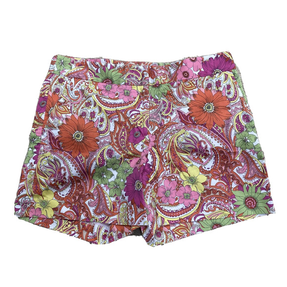 Talbots Size 10 Shorts Colorful Floral Pink Orange Green Preppy Cotton Stretch - Picture 1 of 6